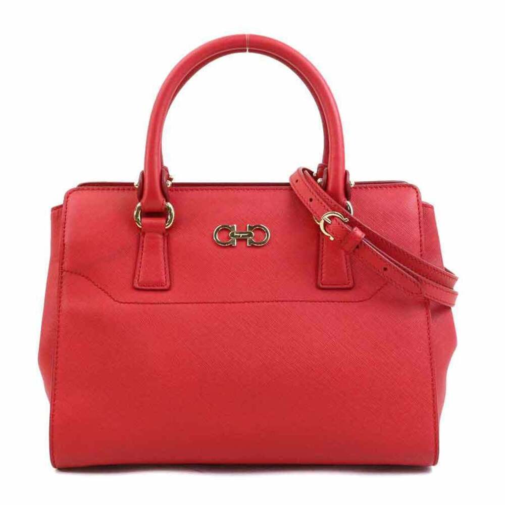 Salvatore Ferragamo 2way Shoulder Bag Gancini leather red gold